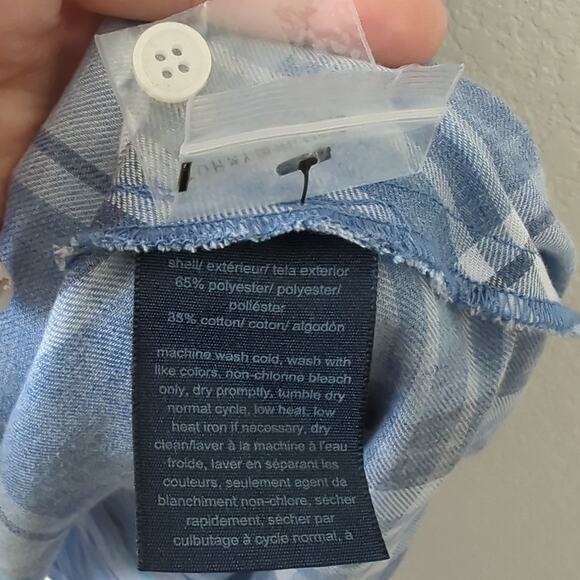 Tommy Hilfiger Plaid Sleeveless Shirt Dress 14 Blue Checker Midi Handkerchief - Picture 9 of 11